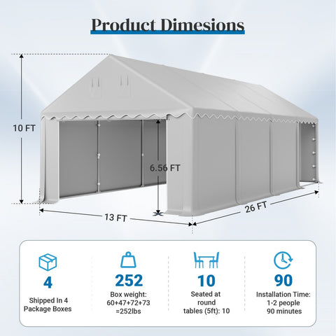13ft Modern Outdoor Gray Carport Storage Shed
