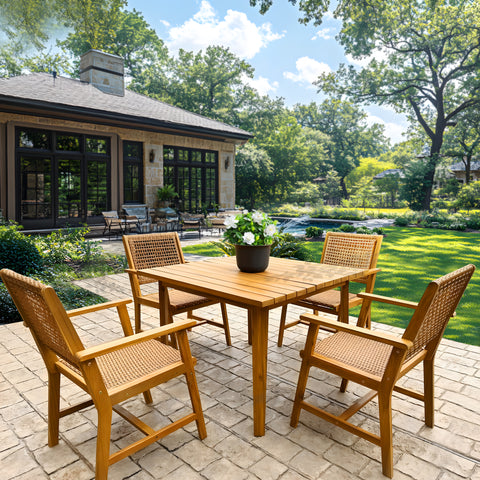 Outdoor Acacia Wood Casual Dining Set for Backyard