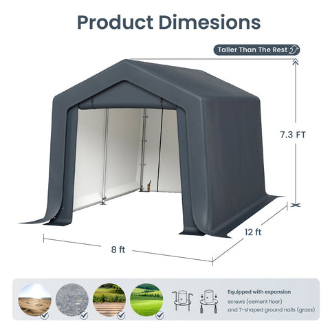 Outdoor Portable Storage Shelter Shed Garage with Vents Carport