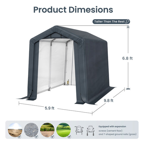Outdoor Portable Storage Shelter Shed Garage with Vents Carport