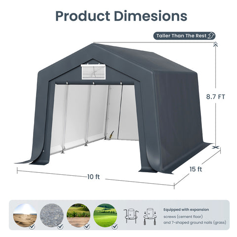 Outdoor Portable Storage Shelter Shed Garage with Vents Carport