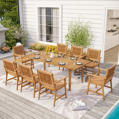 Outdoor Acacia Wood Casual Dining Set for Backyard