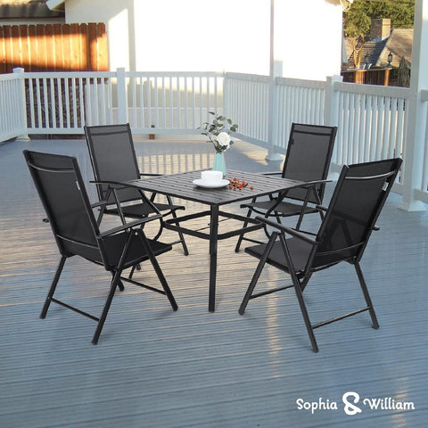 Pre-assembled Aluminum & Steel Frame Reclining Folding Sling Chair, Set of 2