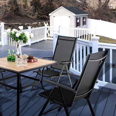 Pre-assembled Aluminum & Steel Frame Reclining Folding Sling Chair, Set of 2