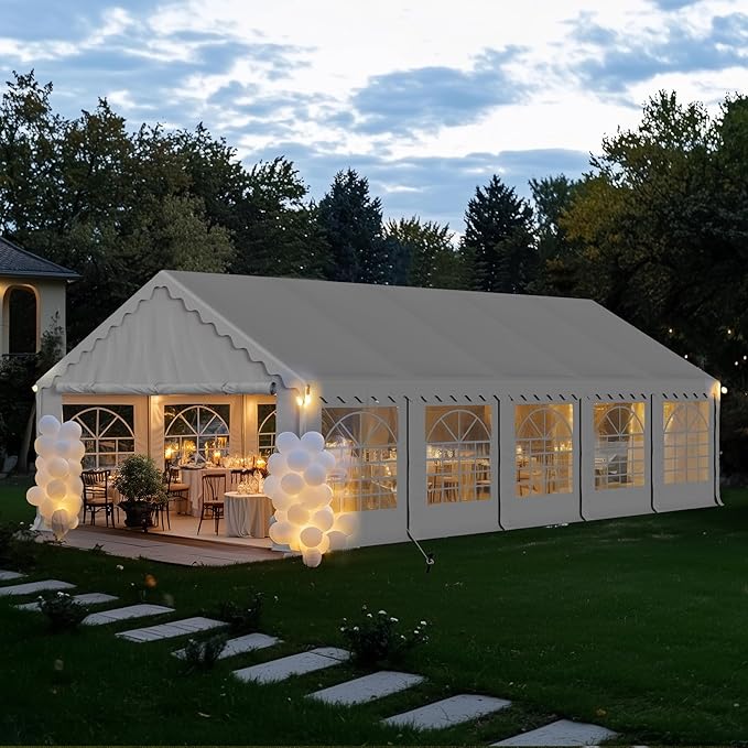 16'x32' Scalloped Valance Party Tent Canopy Shelter with Heavy Duty Design (Includes Carry Bag)