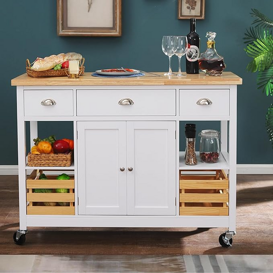 Rolling Kitchen Island Cart with Storage