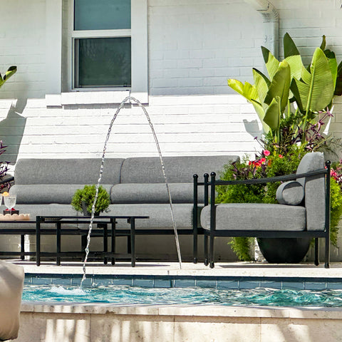 5-Seater Outdoor Conversation Sofa Set with Extra Thick Cushion and 2 Coffee Table