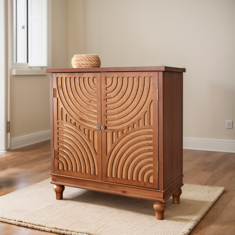Stylish Rattan 2 Door Storage Cabinet