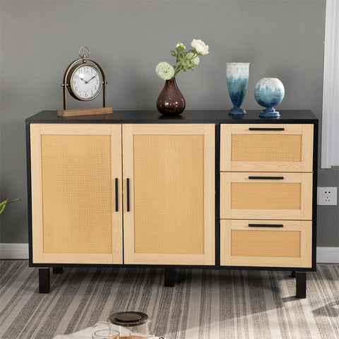 Natural Rattan Storage Sideboard Buffet Cabinet and Chest of Drawers