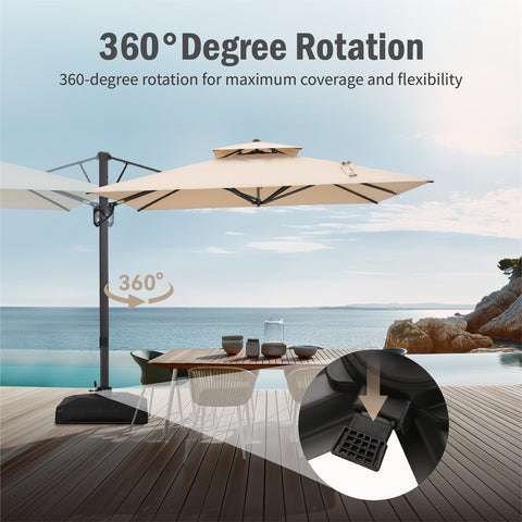 10ft Square/ Rectangular Patio Cantilever Offset Umbrellas for Garden, Pool