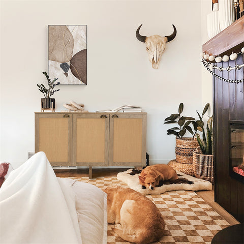 Natural Rattan Storage Sideboard Buffet Cabinet and Chest of Drawers