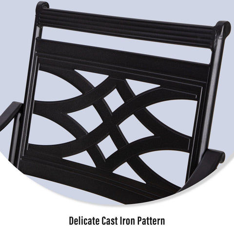PHI VILLA 5-Piece Patio Bar Stool Set Embossed/Wood-like Table & Cast-iron Pattern Bar Stools
