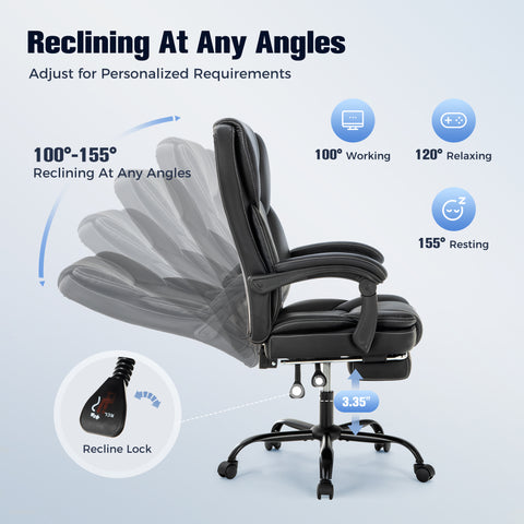 Ergonomic PU Leather Office Chair with Soft Upholstered Armrest