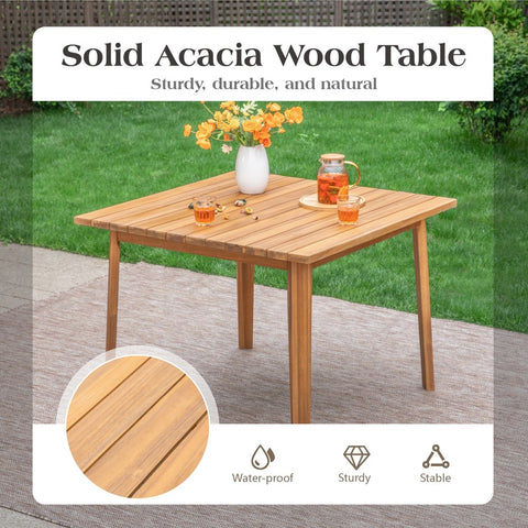 Outdoor Acacia Wood Casual Dining Set for Backyard