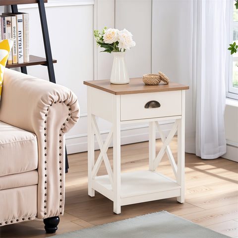 PHI VILLA Farmhouse-Inspired Manufactured Wood Coffee Table
