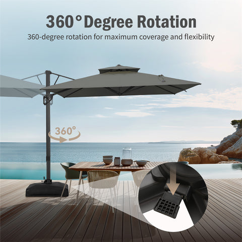 10ft Square/ Rectangular Patio Cantilever Offset Umbrellas for Garden, Pool