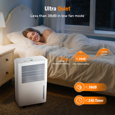 High Efficiency Home Dehumidifier with 3 Modes for Large Room