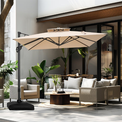 10ft Square/ Rectangular Patio Cantilever Offset Umbrellas for Garden, Pool