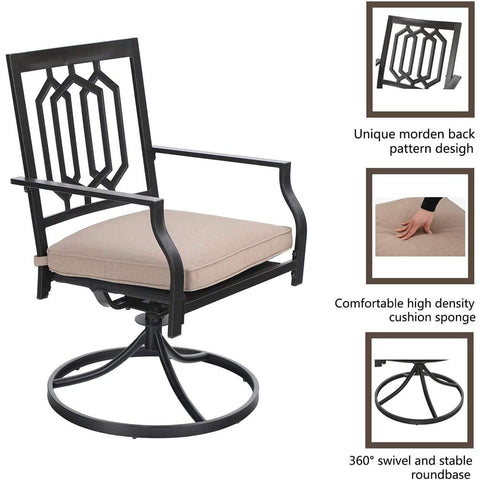9-Piece Extra-large Square Table & Pattern Swivel Chairs Patio Dining Set