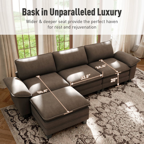 Modular Chenille Cloud Sofa with Ottoman for Living Room & Apartment