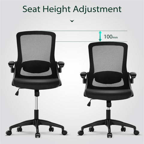 Ergonomic Mesh Office Chair with Adjustable Lumbar Support & Flip-Up Armrests for Home Office & Back-to-School
