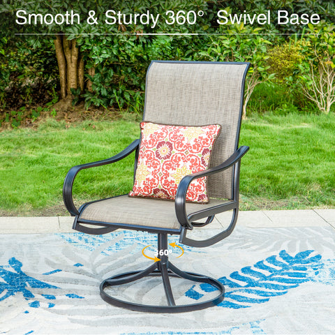8-Piece 13ft Umbrella Patio Dining Set Textilene Swivel Chairs & Steel Table