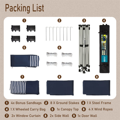 10'x10' Pop-up Tent with Vents Top for Camping Party and Barbecue