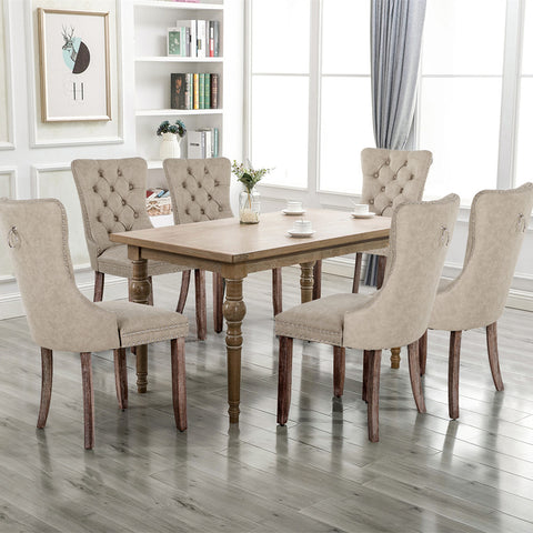 PU Leather Wing Back Side Dining Room Chairs Set of 6