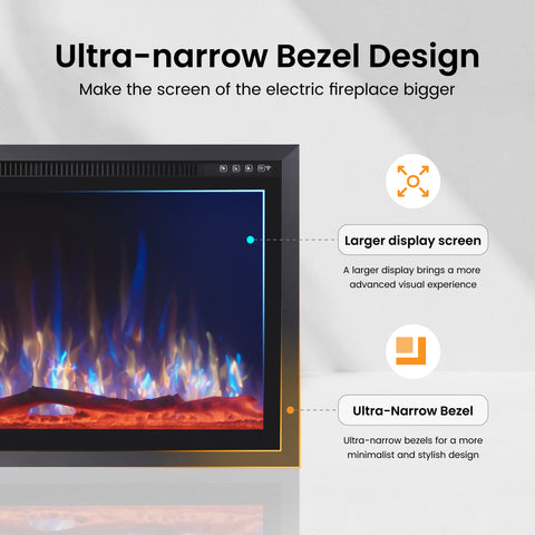 Premium Wall Mounted & Recessed Electric Fireplace with Remote Control