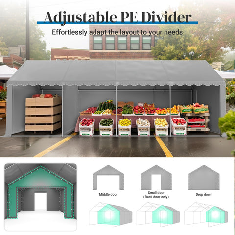 13ft Modern Outdoor Gray Carport Storage Shed