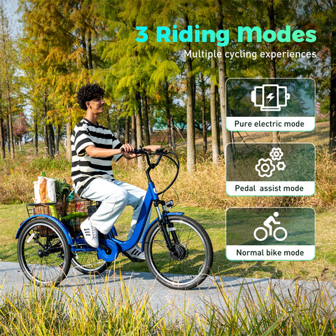 ALPHAKIDS 24" Electric Tricycle - 7-Speed 330lbs Electric bicycles