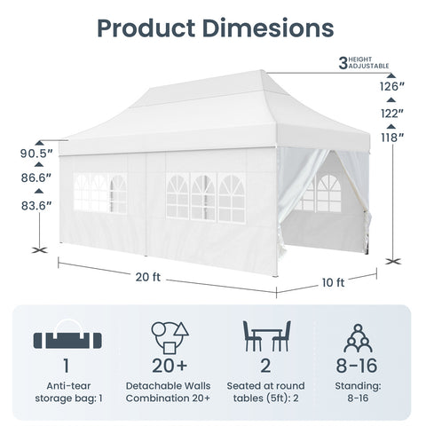 Party Tent Outdoor Gazebo Wedding Canopy with Multi-purpose