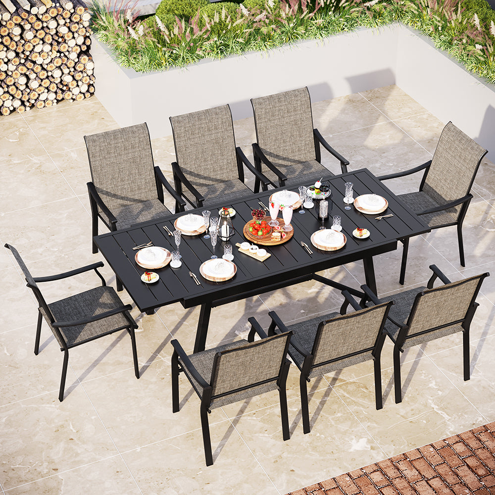 7/9-Piece Ergo Sling Chairs Patio Dining Set with Reinforced Expandable Table