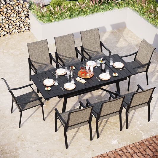 7/9-Piece Ergo Sling Chairs Patio Dining Set with Reinforced Expandable Table