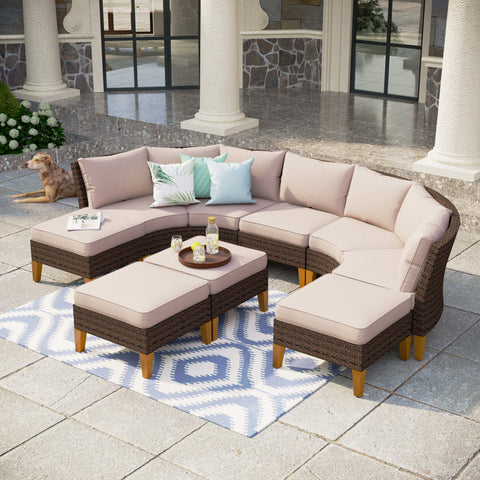 9-Seat modular sofa for sitting and lying under outdoor space with modern design