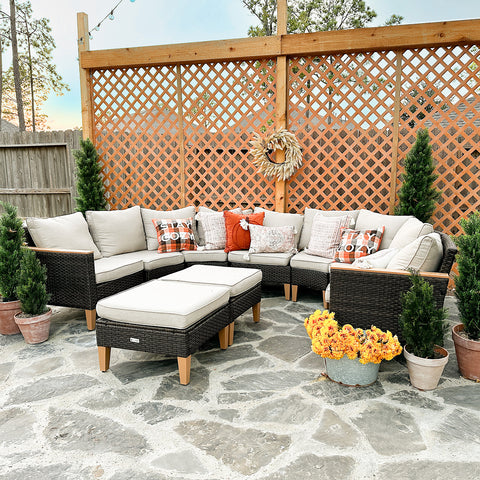 9-Seat modular sofa for sitting and lying under outdoor space with modern design