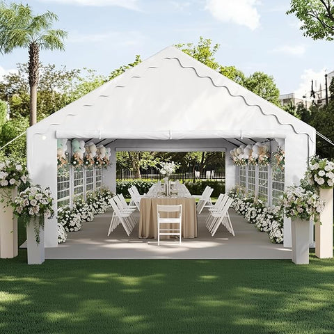 16'x32' Scalloped Valance Party Tent Canopy Shelter with Heavy Duty Design (Includes Carry Bag)