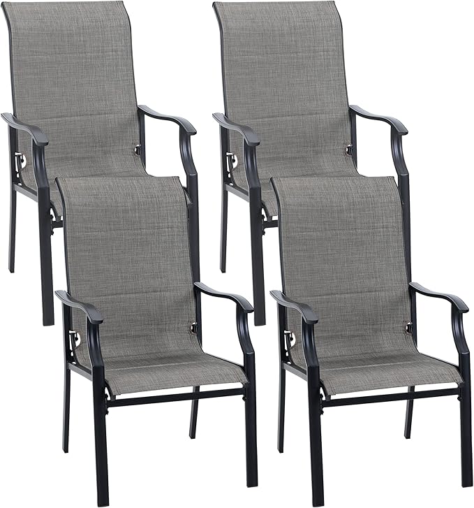 Sling Fabric High-back Padded Patio Fixed Chairs