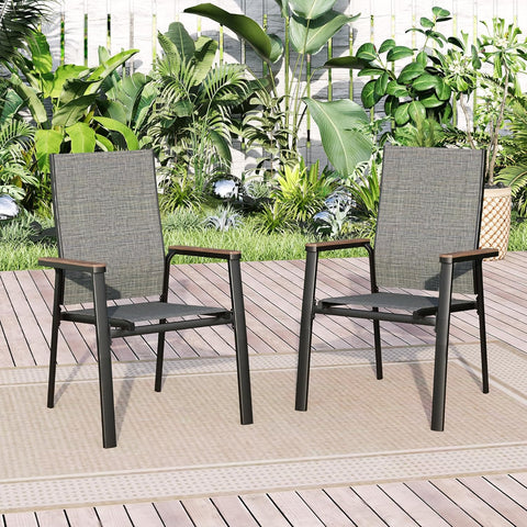 Textilene Patio Dining Chairs, Set of 2
