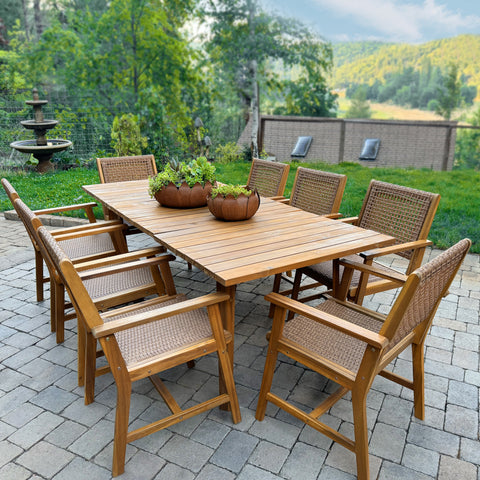 Outdoor Acacia Wood Casual Dining Set for Backyard