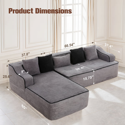 3 Seat Convertible L-Shaped Sectional Sofa Couch for Living Room