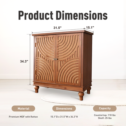 Stylish Rattan 2 Door Storage Cabinet