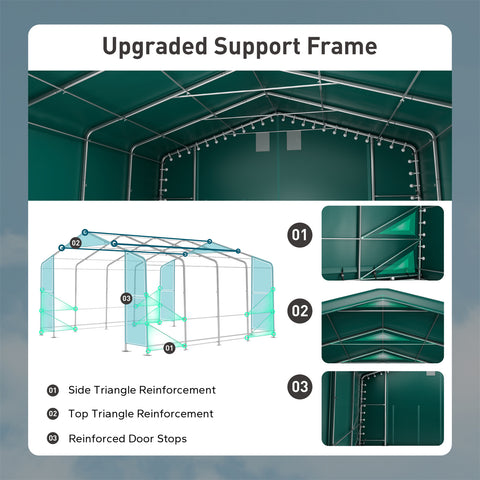 20x20ft Green Heavy Duty Storage Canopy Tent for Vehicles & Boats
