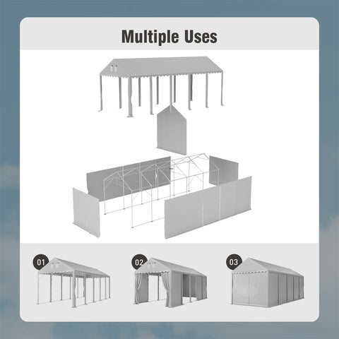 13ft Modern Outdoor Gray Carport Storage Shed
