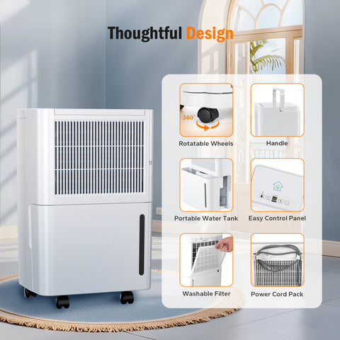 High Efficiency Home Dehumidifier with 3 Modes for Large Room