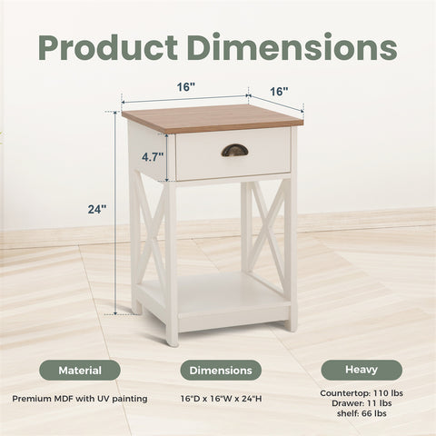 PHI VILLA Farmhouse-Inspired Manufactured Wood Coffee Table