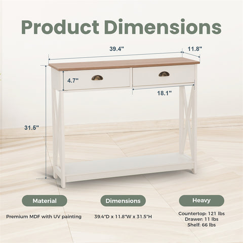 PHI VILLA Farmhouse-Inspired Manufactured Wood Coffee Table