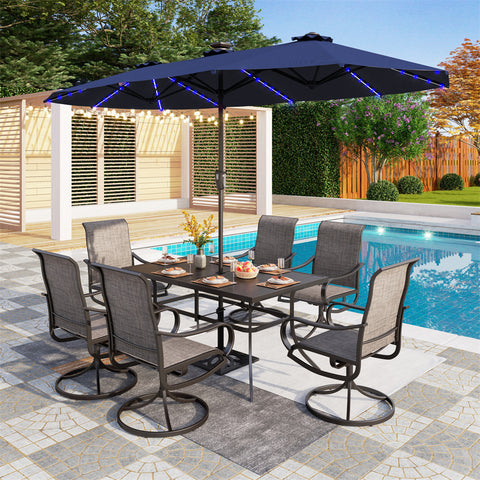 13ft Large Double-Sided Patio Umbrella with Solar Powered LED Lights
