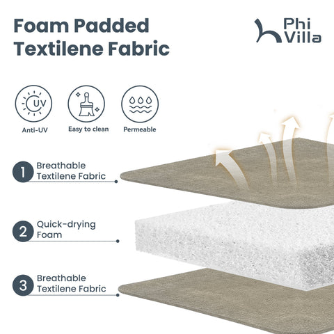 Sling Fabric High-back Padded Patio Fixed Chairs