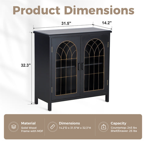 Exquisite Metal Church Window Buffet Storage Cabinet